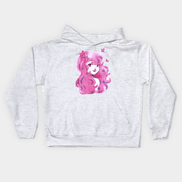 Pink Star Girl Kids Hoodie by saradaboru